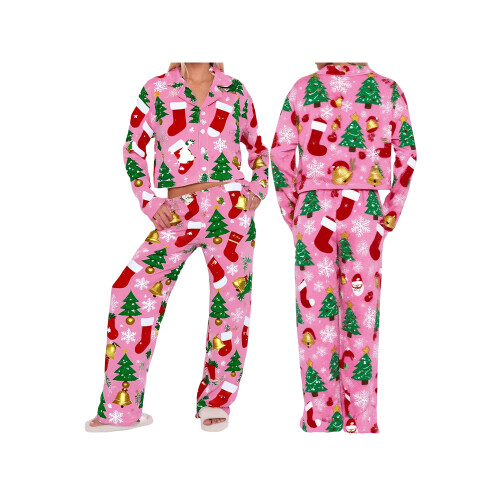(XL, Pink) Γυναικείο σετ πιτζάμας με λάστιχο. 1
