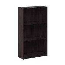 Furinno BASIC Book Shelf, 3-Tier Modern Bookshelf, Bookcase with Open Shelves, 9.3 x 21.8 x 39.5, for Living Room, Bedroom, Home Office, Dark Walnut