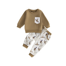(18-24 Months, Coffee) Zimowe ubranka dla dzieci, bluza Wild Goose, spodnie elastyczne, 2-częściowy komplet