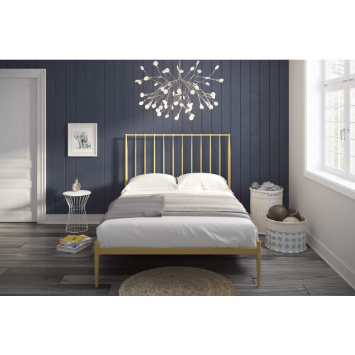 Giulia Modern Metal Bed, Gold, UK Double