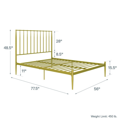 Giulia Modern Metal Bed, Gold, UK Double 1