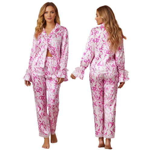 (S, Pink bow) Set pijama de de casă 1