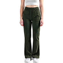 (XL, Army Green) Damen-Schlaghose mit Rippbund, lässig, einfarbig, elastischer Bund, schmale Passform, ideal für Frühling und Herbst.