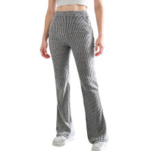 (S, Light Gray) Damen-Schlaghose mit Rippbund, lässig, einfarbig, elastischer Bund, schmale Passform, ideal für Frühling und Herbst.