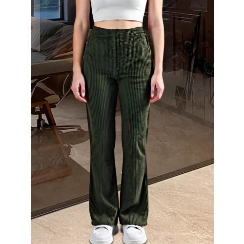 (L, Army Green) Γυναικείο παντελόνι casual, για άνοιξη-φθινόπωρο 2
