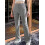(XL, Light Gray) Calça flare canelada e outono. 3