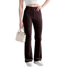 (XL, Coffee) Damen-Schlaghose mit Rippbund, lässig, einfarbig, elastischer Bund, schmale Passform, ideal für Frühling und Herbst.