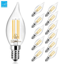 Dimbare E12 LED-kroonluchterlampen, equivalent aan 60W, 2700K zacht wit, CA11 vlamtip, 5,5W/600LM, 12 stuks