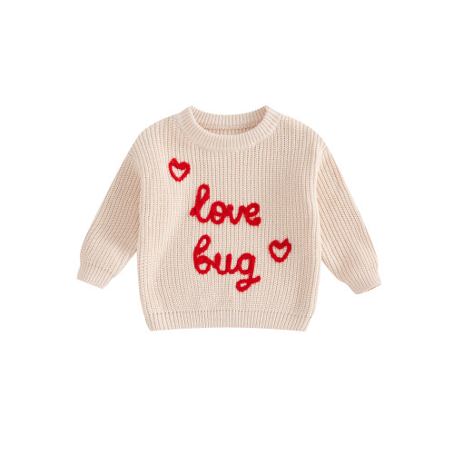 (3-4 Years, Beige) Baby-Valentinstag Pullover, langärmelig, Kleinkinder, Herbstoberteile