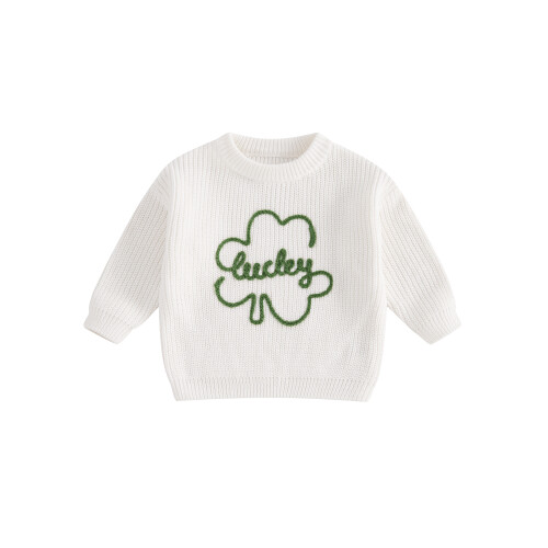 (4-5 Years, White) Baby-Strickpullover, langärmelig, Rundhalsausschnitt, Kleinkinder, Herbstoberteile
