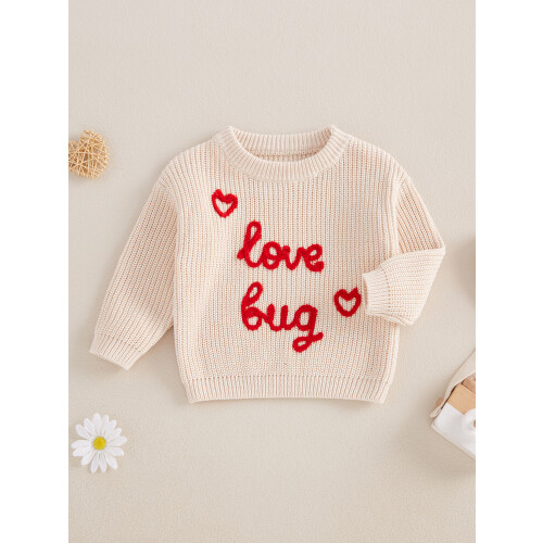 (3-4 Years, Beige) Baby-Valentinstag Pullover, langärmelig, Kleinkinder, Herbstoberteile 2