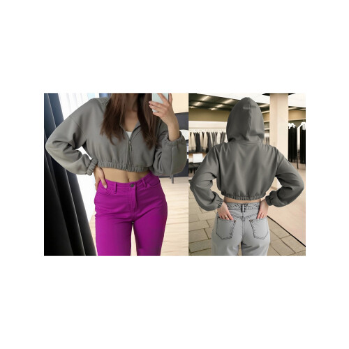 (L, Gray) Sweat à capuche Couleur unie. 1