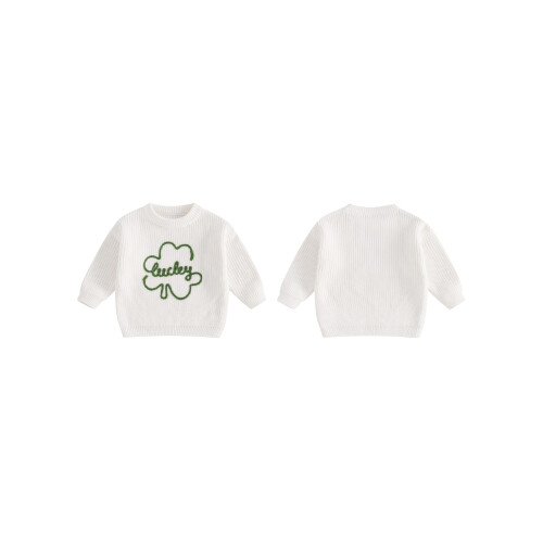 (4-5 Years, White) Baby-Strickpullover, langärmelig, Rundhalsausschnitt, Kleinkinder, Herbstoberteile 1