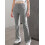 (M, Light Gray) Calça flare canelada e outono. 5
