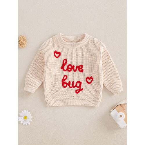 (3-4 Years, Beige) Baby-Valentinstag Pullover, langärmelig, Kleinkinder, Herbstoberteile 1