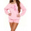 (S, Pink) Sweat-shirt femme, manches pull décontracté 1