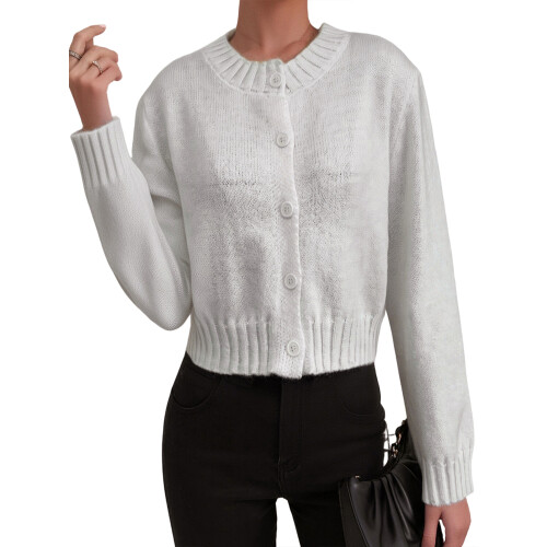 (L, White) Gilet court à pour l'automne.