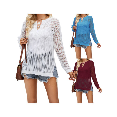 (S, White) Hauts en maille de plage 2