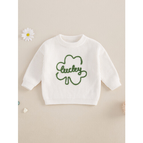 (4-5 Years, White) Baby-Strickpullover, langärmelig, Rundhalsausschnitt, Kleinkinder, Herbstoberteile 2