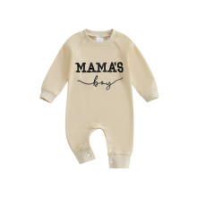 (3-6 Months, Khaki) Combinaison bébé garçon printemps automne manches longues col rond broderie lettres