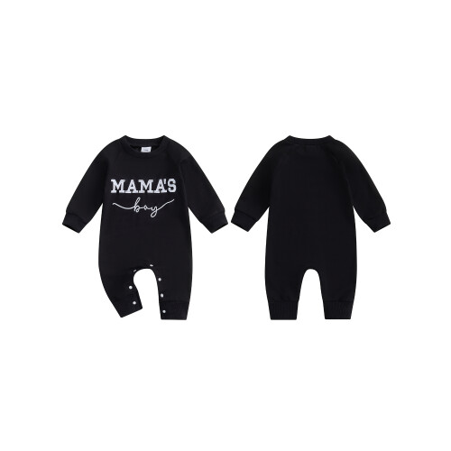 (6-12 Months, Black) Βρεφικό Αγόρι Άνοιξη-Φθινόπωρο με Κέντημα 1
