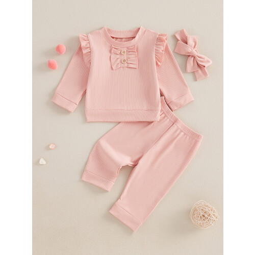 (12-18 Months, Pink) Podzimní set pro 3dílný set 2