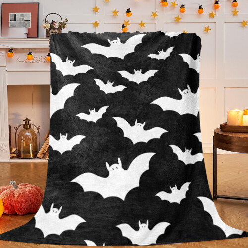 Κουβέρτα Matoen με θέμα το Halloween με νυχτερίδα 39,3x27,5 ίντσες, άνετες και μαλακές 1