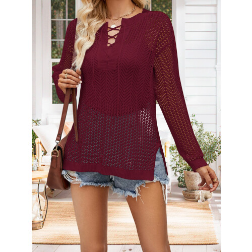 (M, Red) Hauts en maille de plage 2