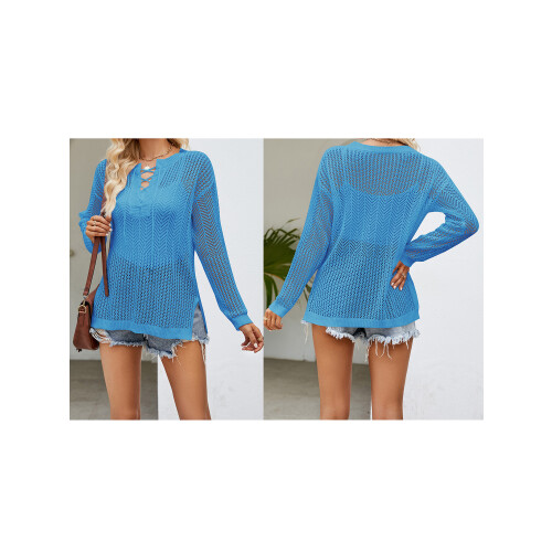 (XL, Blue) Hauts en maille de plage 1