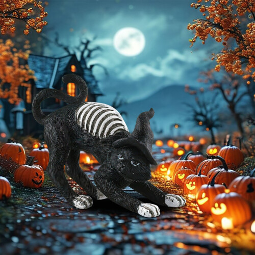 Décorations d'Halloween chat noir pour table (6 pièces) 2