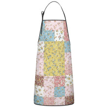 Floral Print Cotton Linen Apron with Pockets 33x27 Inch