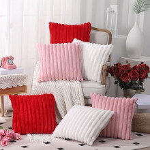 6 fundas de almohada de piel sintética para el Día de San Valentín, 45 x 45 cm, fundas decorativas de felpa a rayas para sofá, sillón y