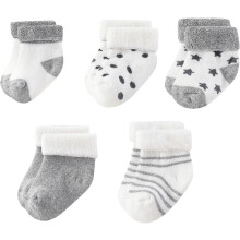 Calzini unisex in spugna per neonati, confezione da 5 pezzi per maschietti e femminucce da 0 a 12 mesi. Calzini caldi in cotone.