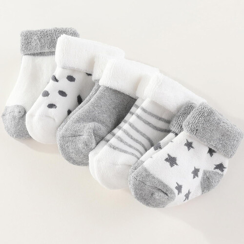 Κάλτσες μωρού Terry Unisex ζεστές από βαμβάκι, 5 τεμάχια 2