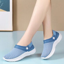 Damesko Slip-on Åben Ryg Mesh Vandringsko Sneakers Komfortable Letvægts Mules (Blå, 8)