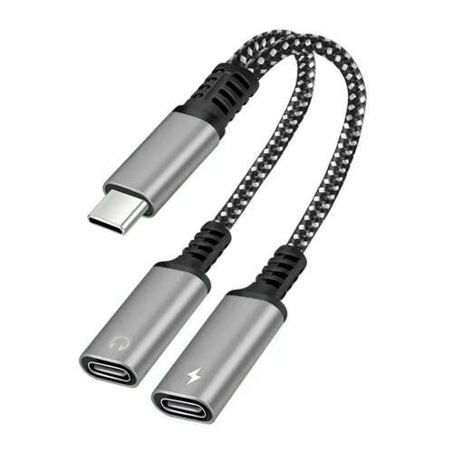 2IN1USB C Type C Splitter til Dual Type USB C Hovedtelefonstik Lydadapter D5