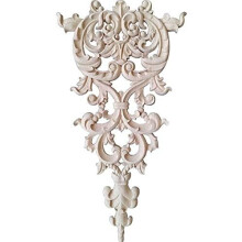 Unpainted Carved Wooden Onlay Wood Applique Furniture Decals for Home, Wall, Door, Cabinet Decoration (11.42 x 6.30 x 0.47 inches)