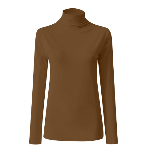 Damen Langarm-Tops mit Stehkragen, Basic-Stretch-Leichtgewicht-Unterhemden 1