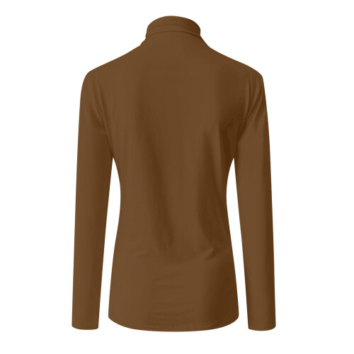 Damen Langarm-Tops mit Stehkragen, Basic-Stretch-Leichtgewicht-Unterhemden 2