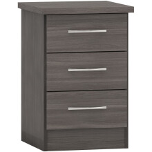 Seconique Nevada 3 Drawer Bedside in Black Wood Grain