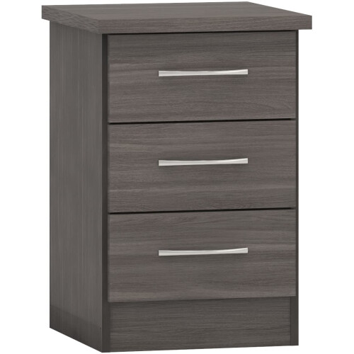 Seconique Seconique Nevada 3 Drawer Bedside in Black Wood Grain