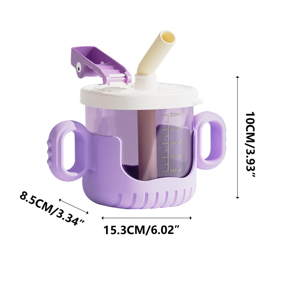 Weighted Straw Drinking Cup With Fliptop Straw, Sippy Cup With Soft Spout Leak-Proof Clear Scale Purple