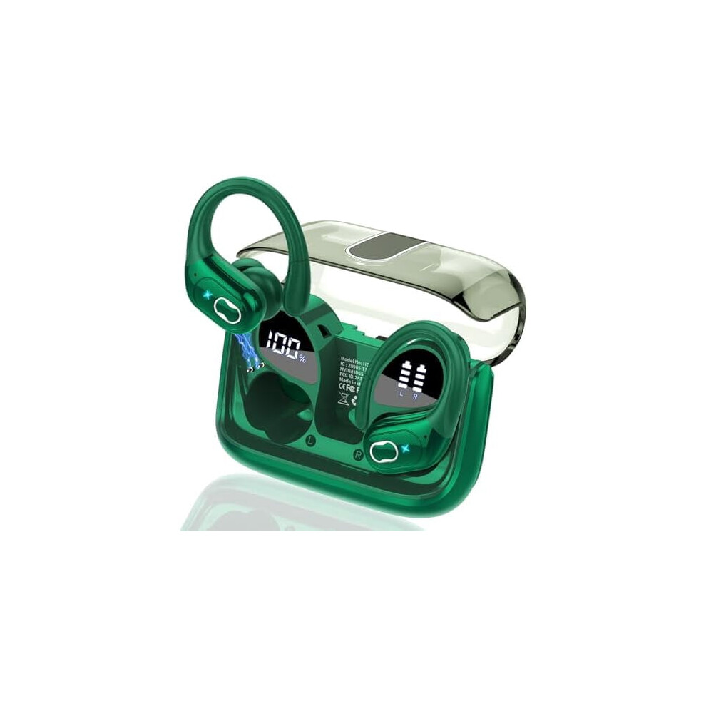 Wireless Earbuds 75Hrs, Bluetooth 5.4, Sport Earhooks, Deep Bass, Enc Mic, Ipx7 Waterproof Â Dark/Green 9418476434969