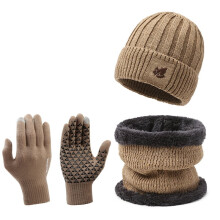 Unisex Knit Hat and Scarf Set Winter Warm Beanie Earmuffs Scarf Combo for Cycling Cold Weather