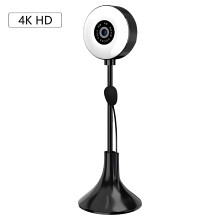 Webcam 2K com suporte flexível, foco automático, microfone, 3 níveis de brilho, conexão USB plug & play para laptop/PC – Compatível com