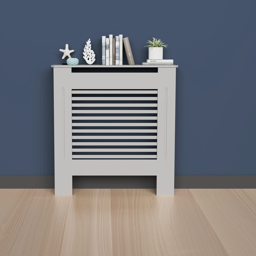Fativo High Radiator Cover Wood Cabinet: 92Cm Height Grey Small Heater Covers Horizontal Slat Internal Heights 90Cm Tall Radiator Shelf Thicken Mdf 5051223095644