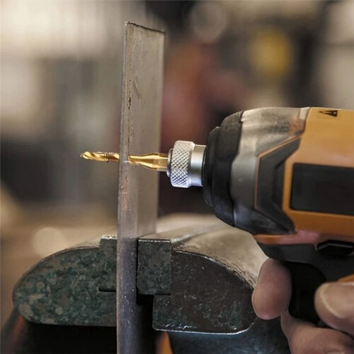 M6x1mm Hex Shank Titanium Plated HSS Screw Thread Metric Tap Drill Bits Screw Machine Compound Tap Open Chamfer Tool 2