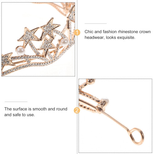 LEDMOMO1Pc Tiara de casamento dourada com estrela e detalhes de celebração 2