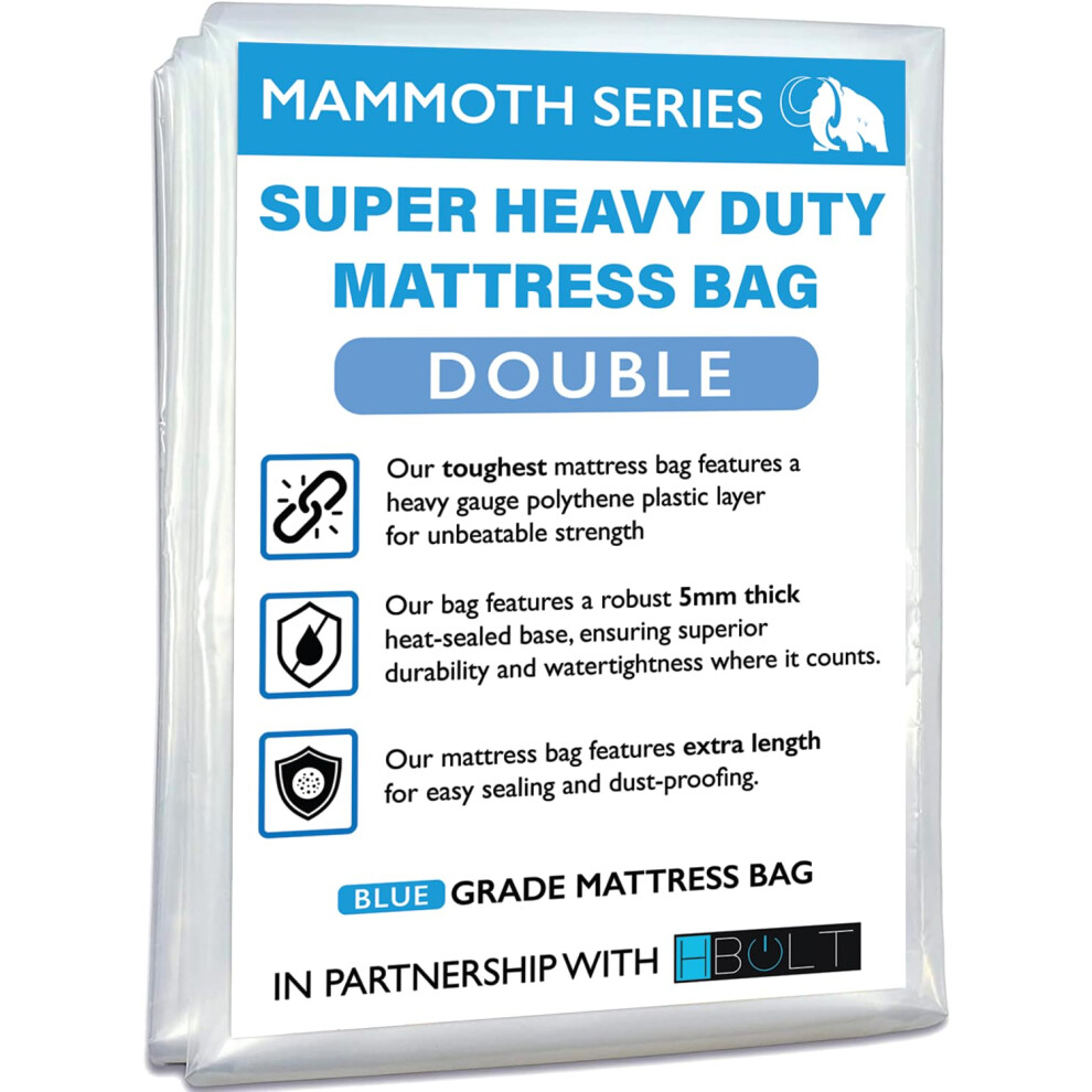 Mammoth Premium Mattress Storage Bag ? Robust Protection For Moving & Storing ? Shields Against Dust, Stains, And Pests (Double - Pro) H-Bolt