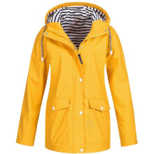Imperméable femme unie, grande taille, imperméable à capuche, coupe-vent, jaune XL